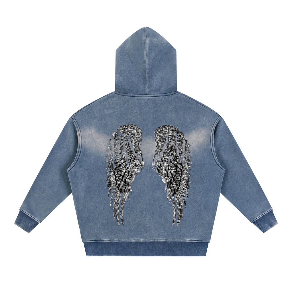 Sunfade Two-way Zipper Boxy Fleece Hoodie
