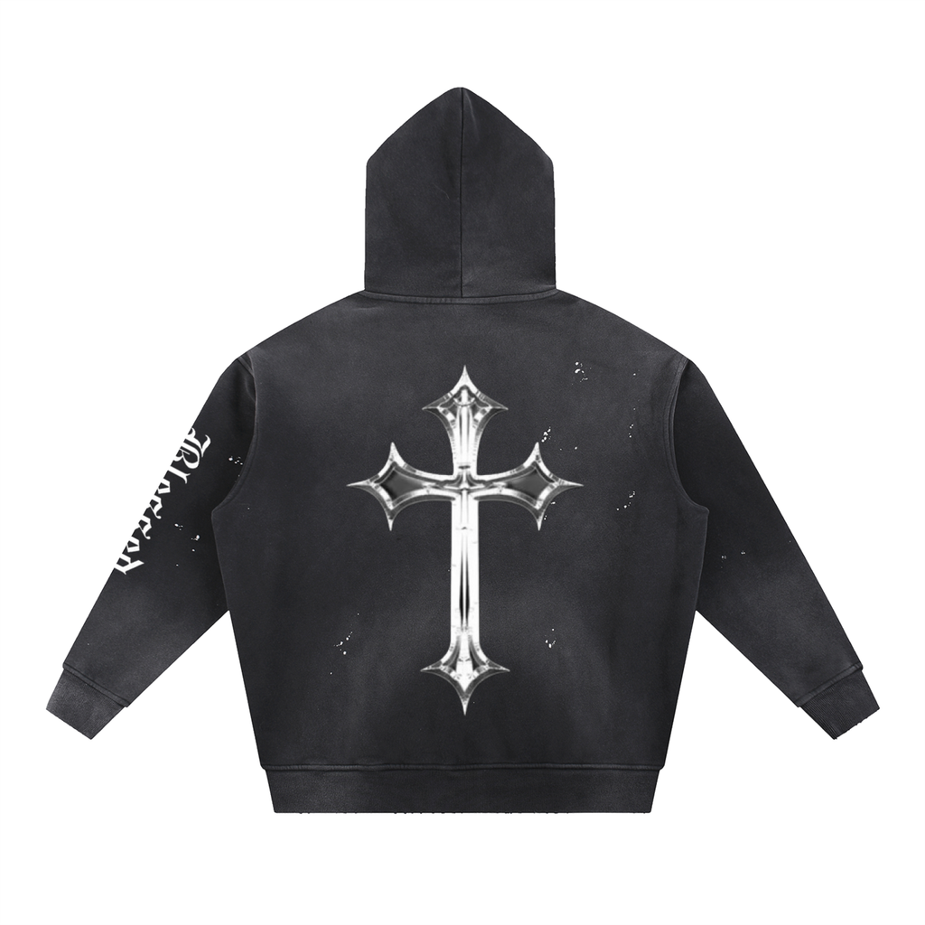 Unisex Vintage Washed Frayed Fleece Hoodie