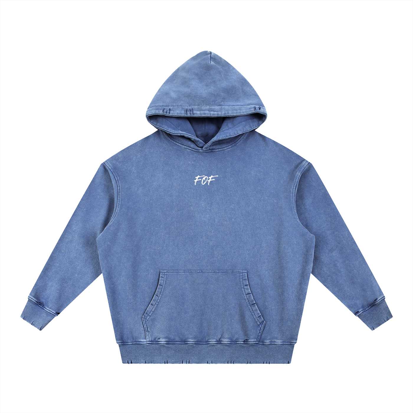 Snow Wash Hand-Frayed Heavyweight  Hoodie