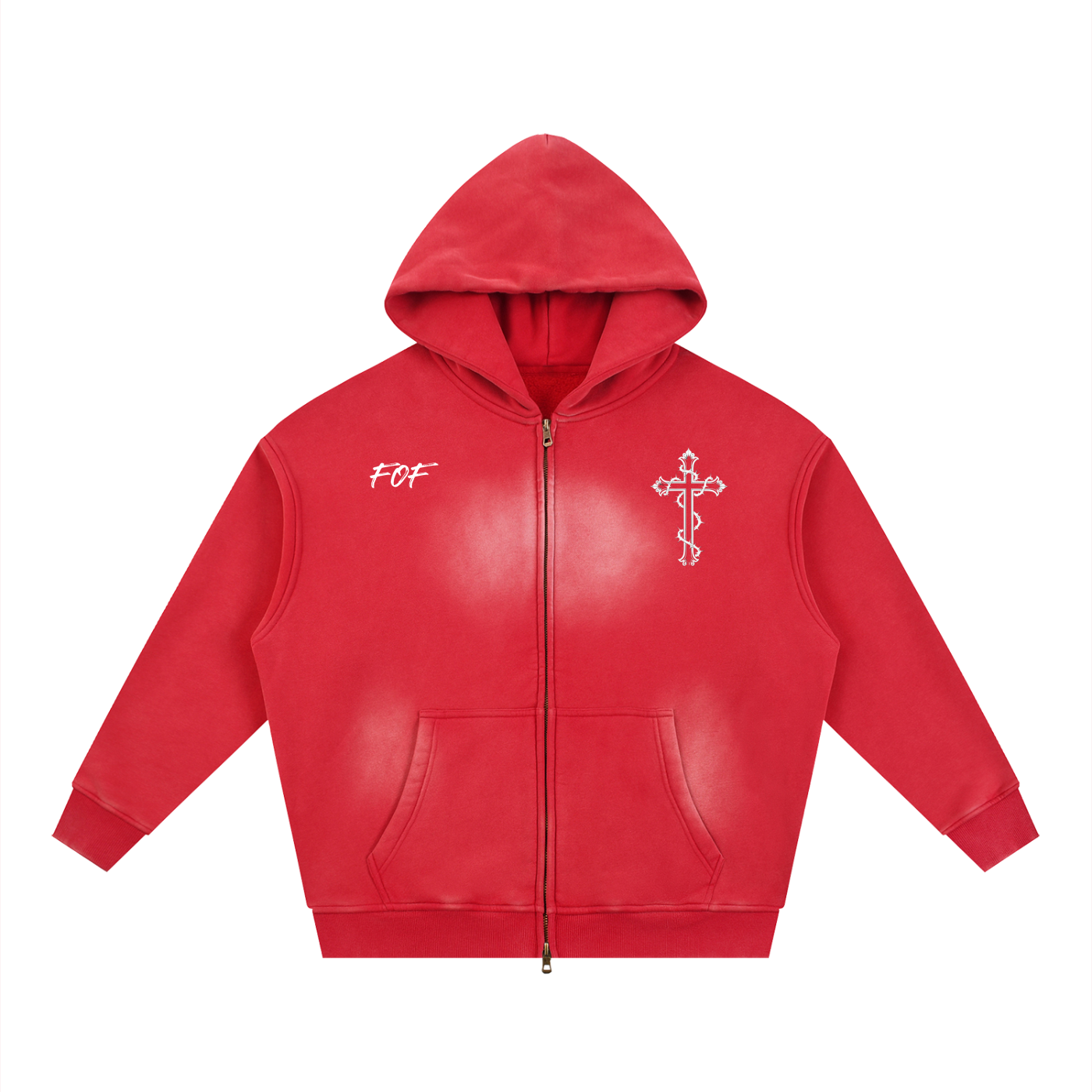 Sunfade Two-way Zipper Boxy Fleece Hoodie