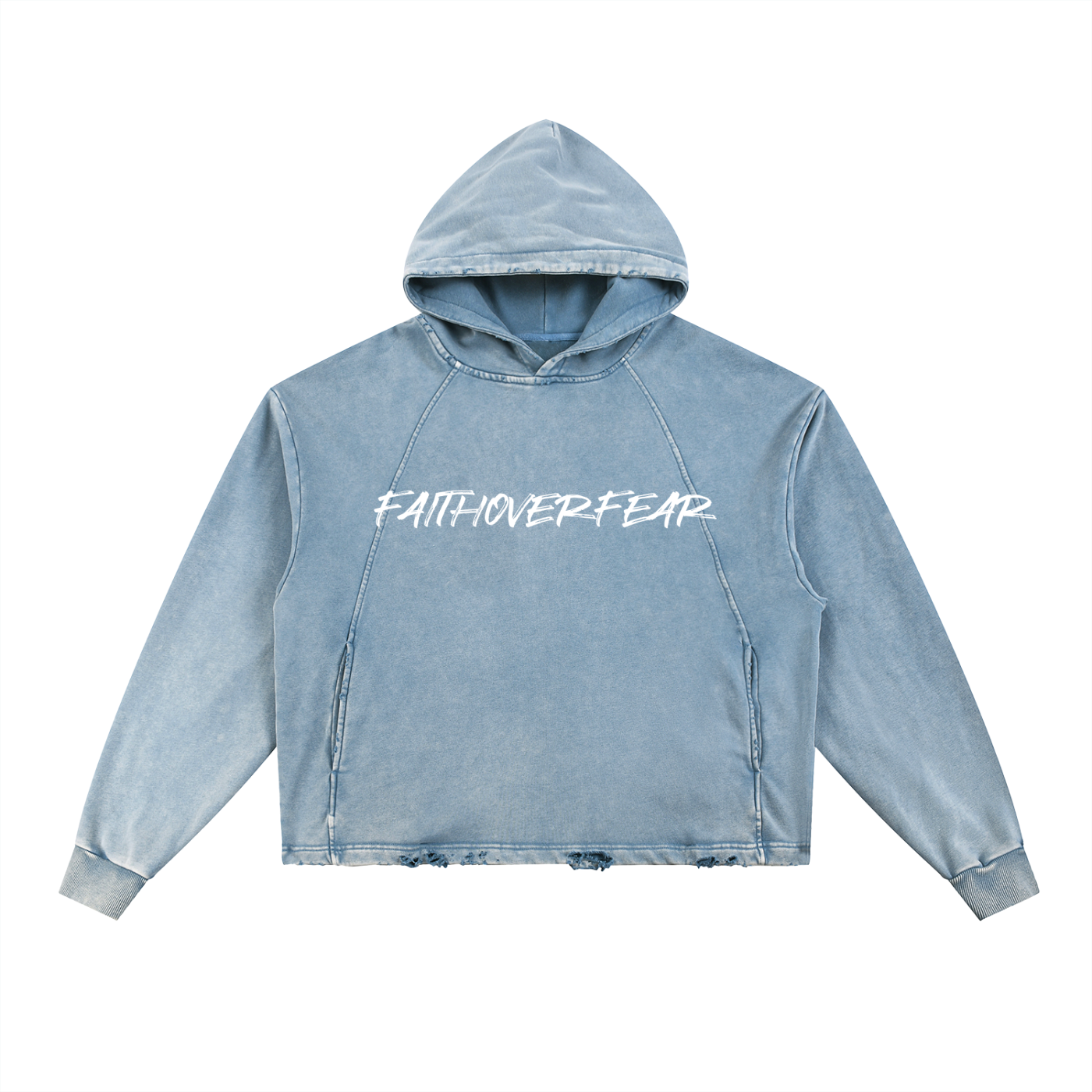 Mens Vintage Washed Frayed-Hem Hoodie