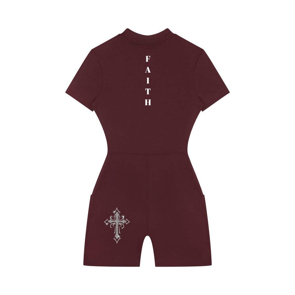 Women's Quarter-Zip Short Sleeve Romper