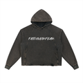 Mens Vintage Washed Frayed-Hem Hoodie