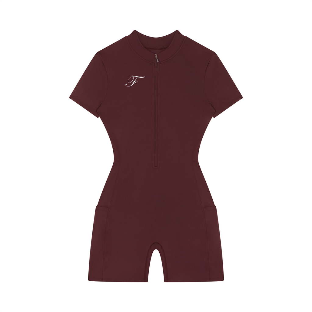 Women's Quarter-Zip Short Sleeve Romper