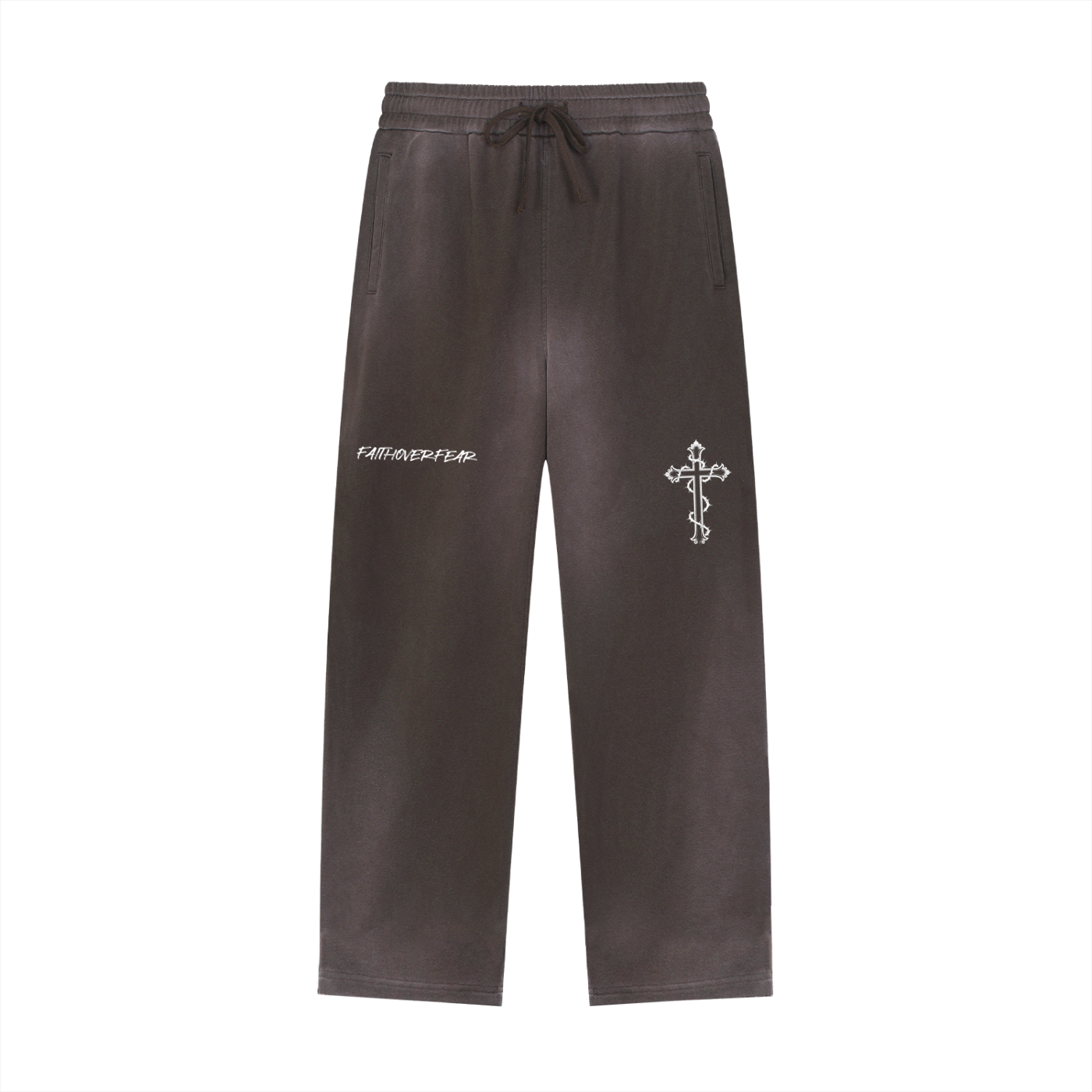 Sun Fade Raw Edge Straight-Leg Sweatpants