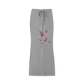 Dyed Washed Drawstring Maxi Skirt