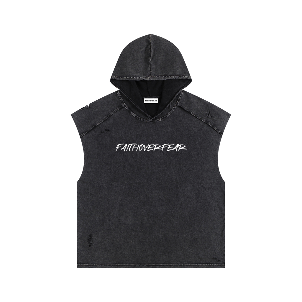 Snow Washed Boxy Hooded Tank Top