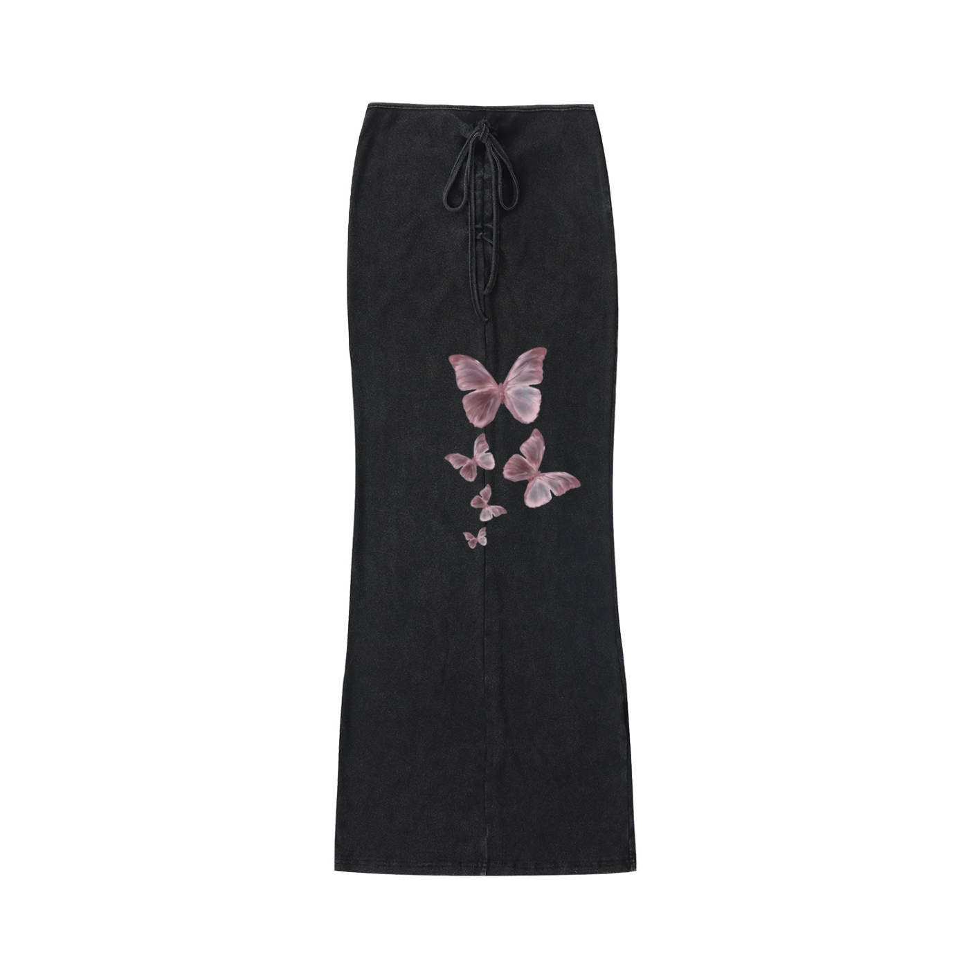 Dyed Washed Drawstring Maxi Skirt