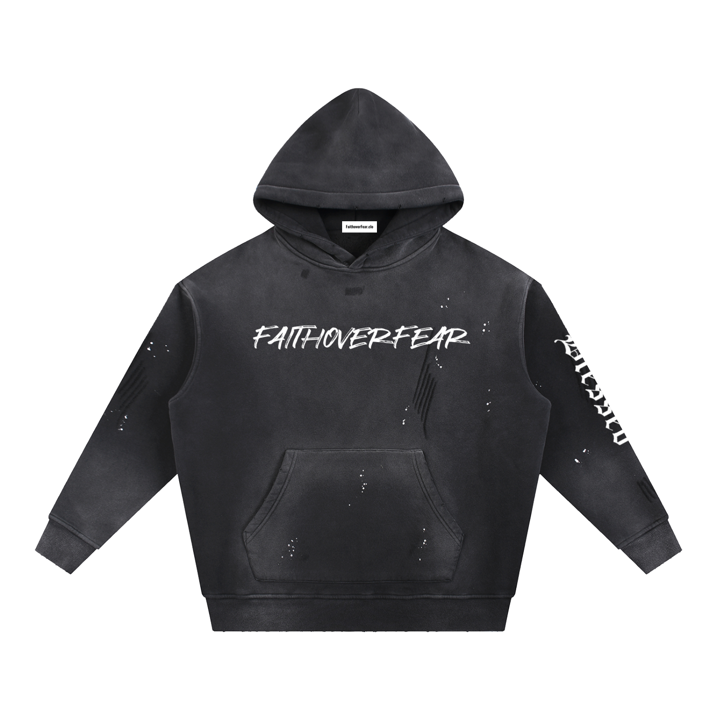 Unisex Vintage Washed Frayed Fleece Hoodie