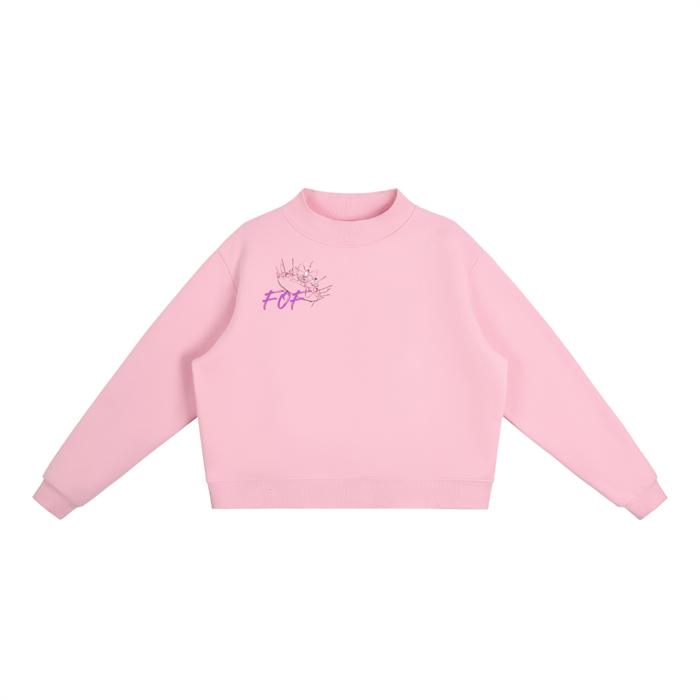 Womens Essential Fleece Mock-Neck Crew hoodie