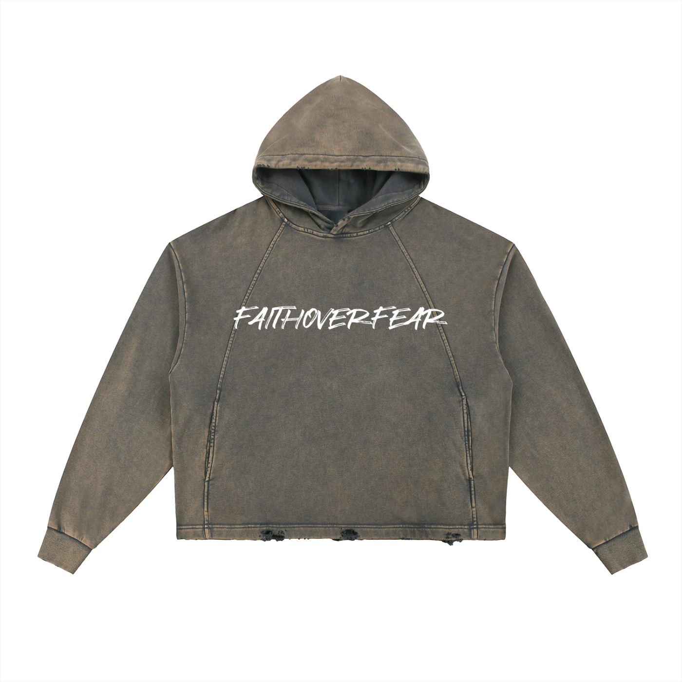 Mens Vintage Washed Frayed-Hem Hoodie