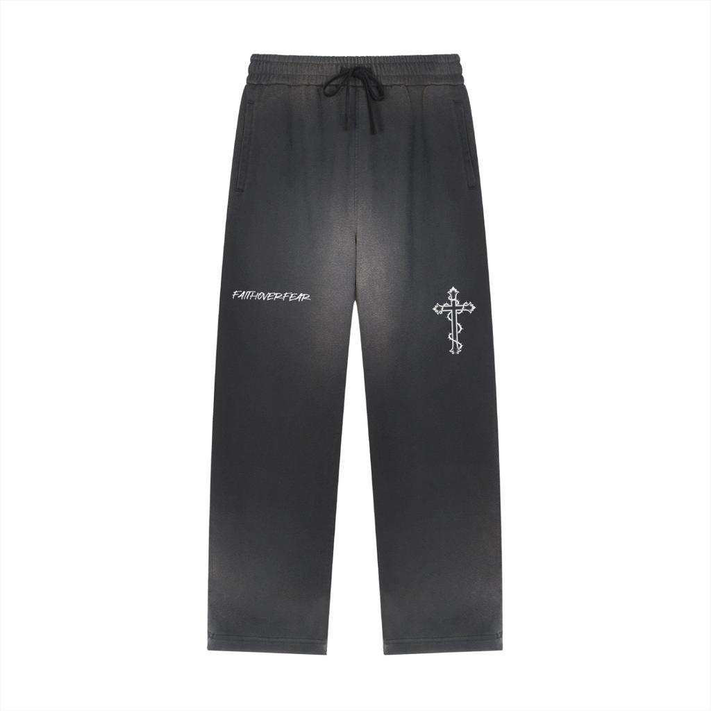 Sun Fade Raw Edge Straight-Leg Sweatpants