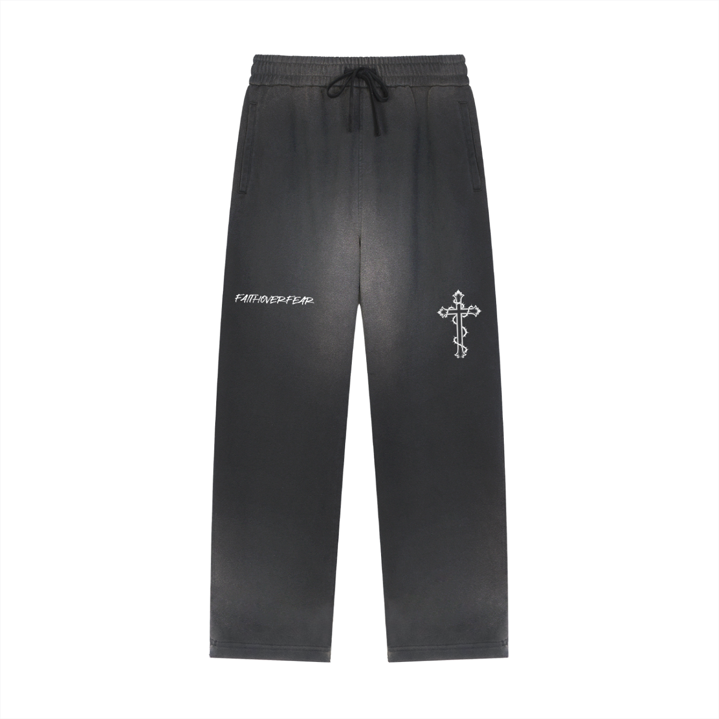 Sun Fade Raw Edge Straight-Leg Sweatpants