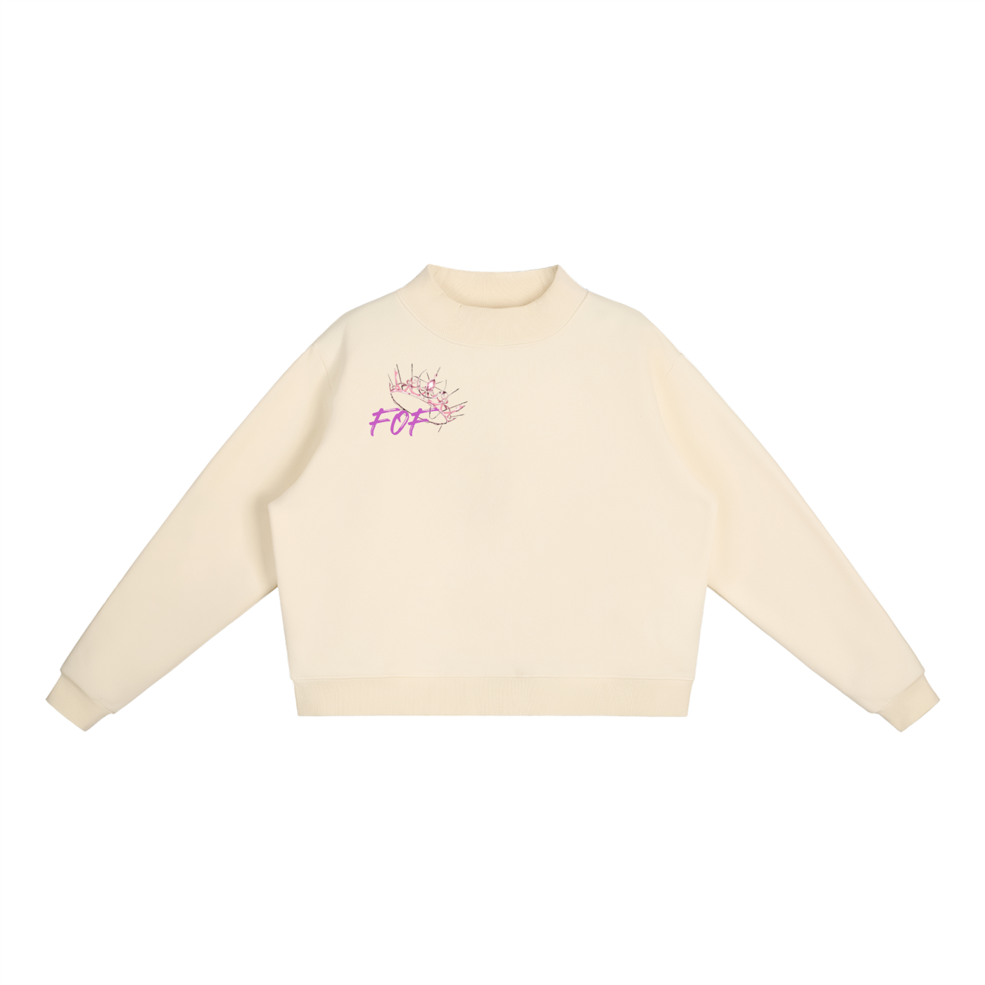 Womens Essential Fleece Mock-Neck Crew hoodie