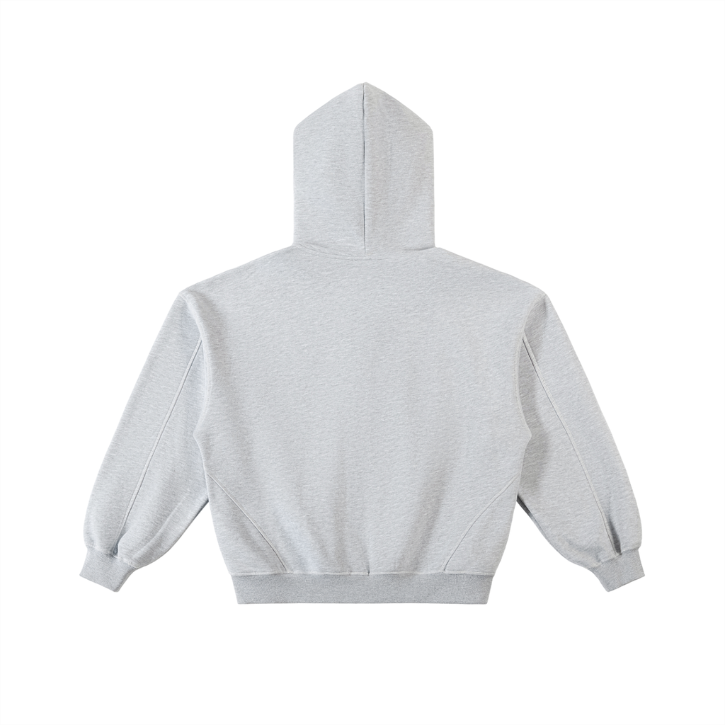 Contrast-Stitched Boxy Fleece Zip Hoodie