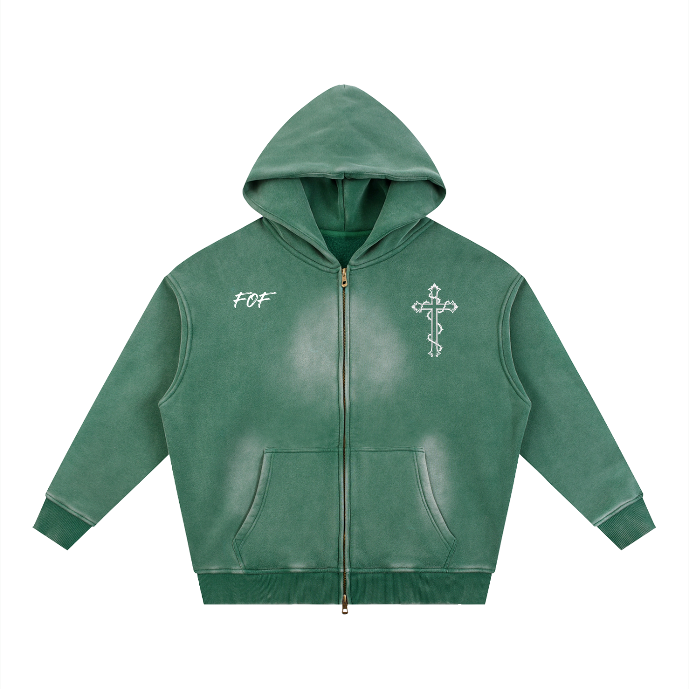 Sunfade Two-way Zipper Boxy Fleece Hoodie