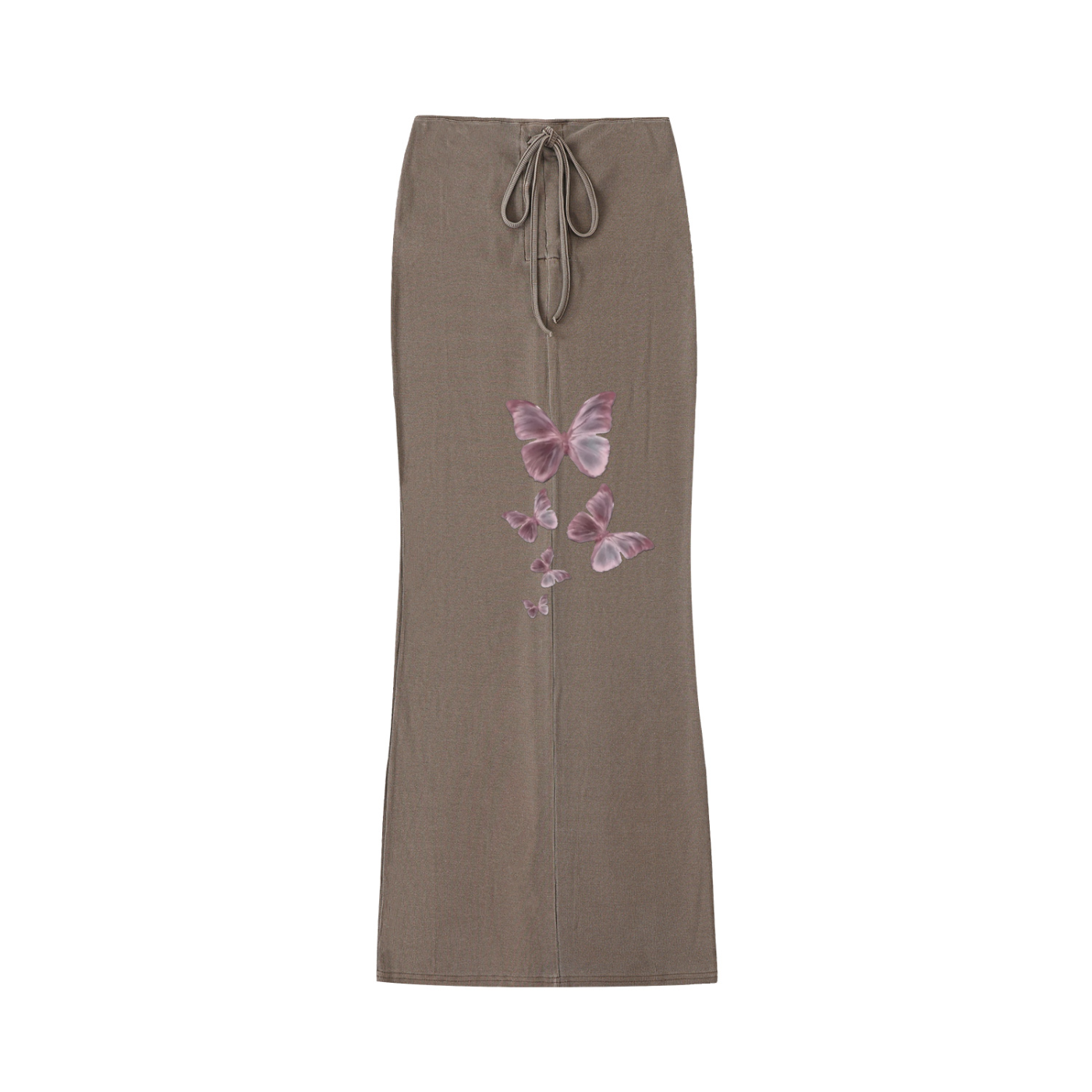 Dyed Washed Drawstring Maxi Skirt