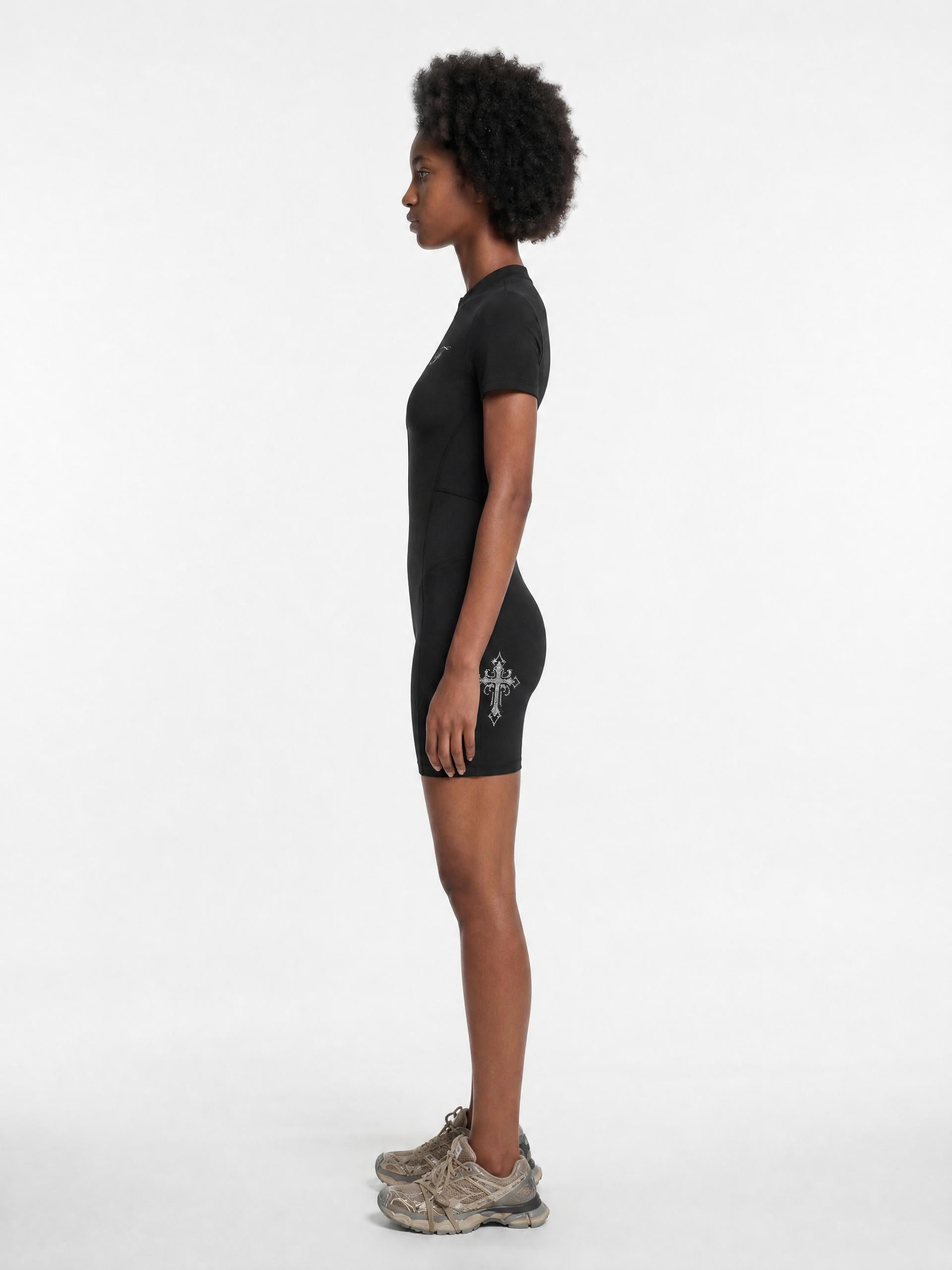 Women's Quarter-Zip Short Sleeve Romper