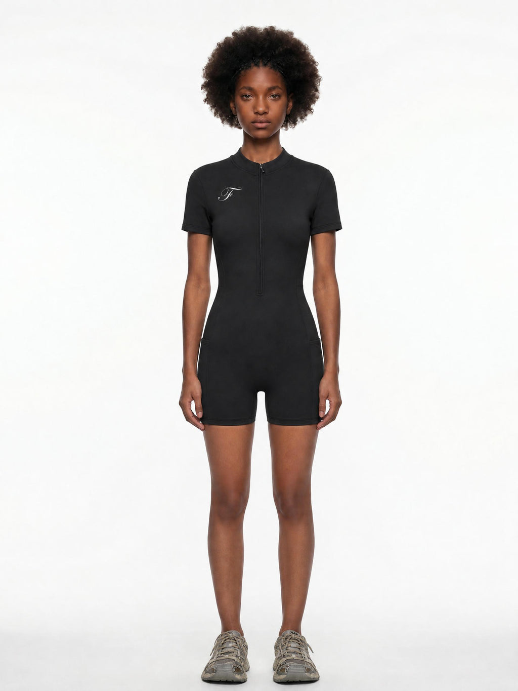 Women's Quarter-Zip Short Sleeve Romper