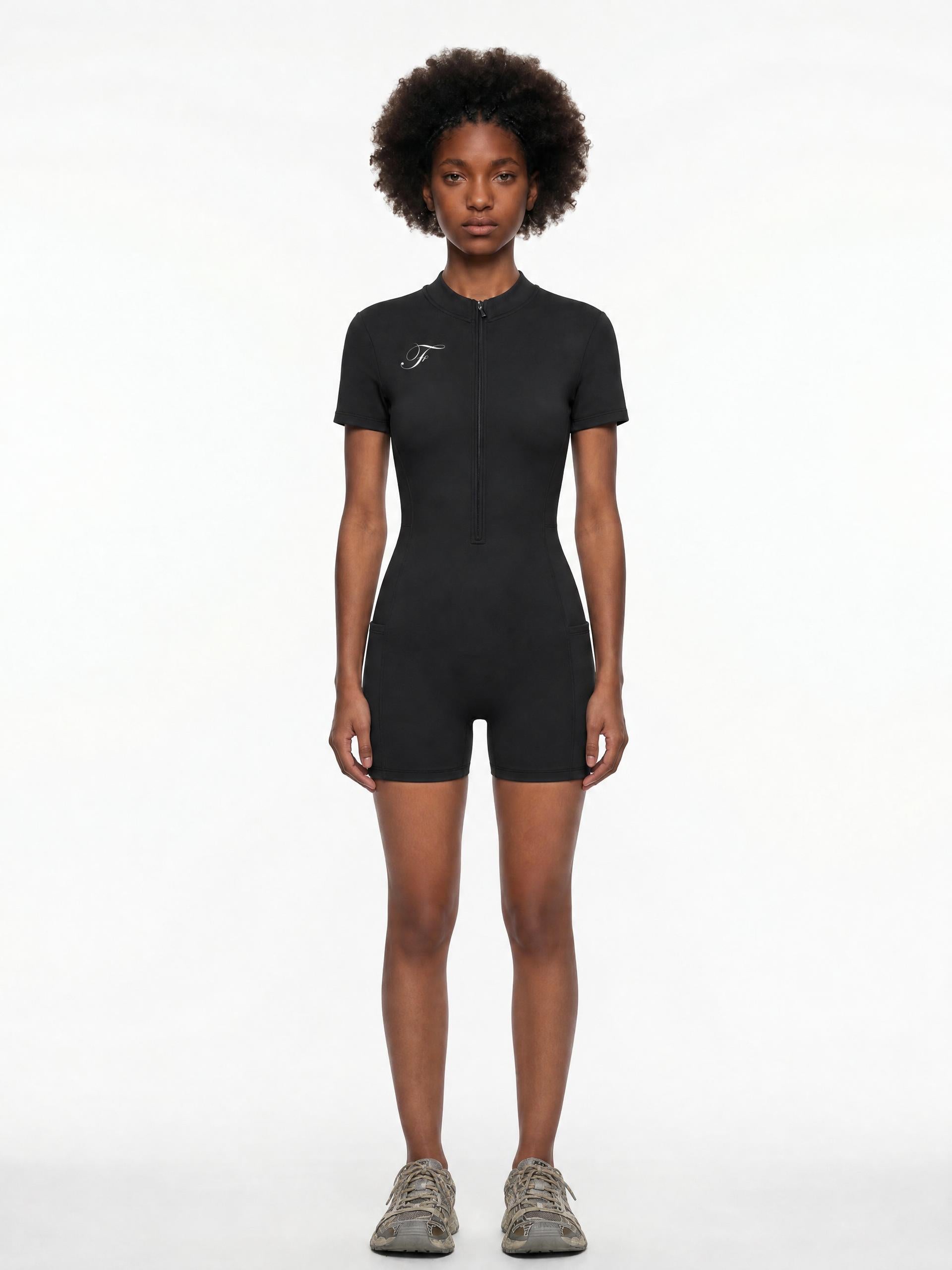 Women's Quarter-Zip Short Sleeve Romper